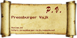 Pressburger Vajk névjegykártya